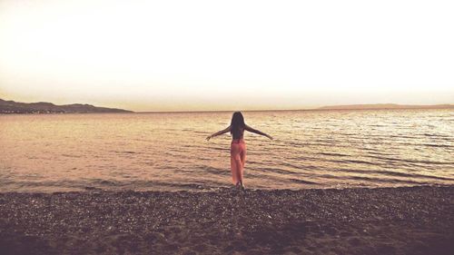 Scenic view of sea at sunset