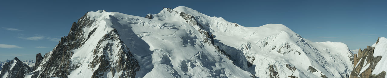 A panorama from the summit of aiguille du midi looking over mont blanc