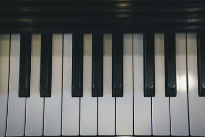 High angle view of piano keys