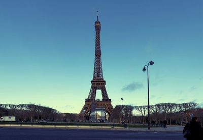 View of tower against blue sky