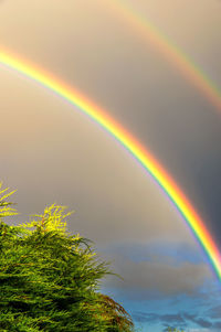 Scenic view of rainbow over sea against sky