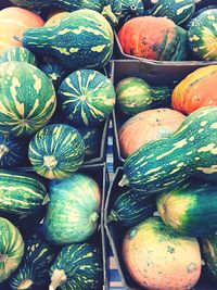 Full frame shot of pumpkins at market