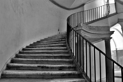 Low angle view of spiral staircase in building