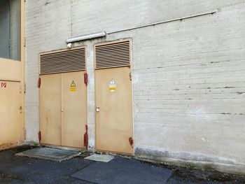 Closed door of building