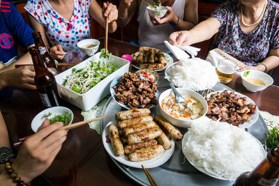 High angle view of food on table