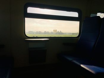 View of train from airplane window