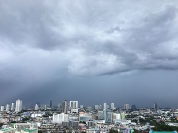 High angle view of cityscape against sky