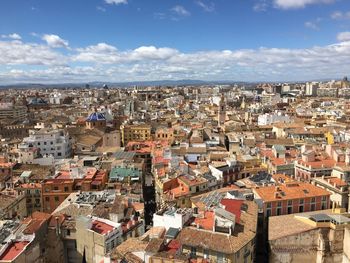 High angle view of cityscape against sky