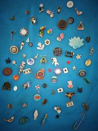 High angle view of blue floating on sea