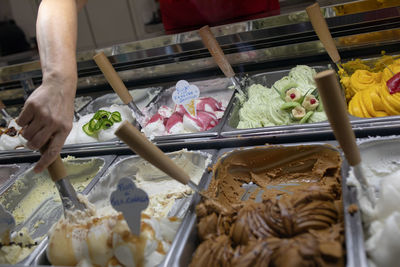 Full frame shot of ice cream for sale at store