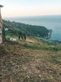 Scenic view of sea against clear sky