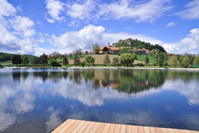 Scenic view of lake against sky