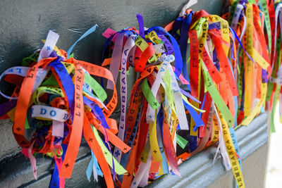 Ribbons of our lord do bonfim which is believed to bring luck and are traditional in salvador