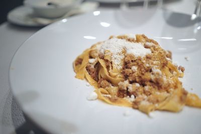 Close-up of dessert served in plate