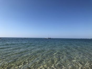 Scenic view of sea against clear sky