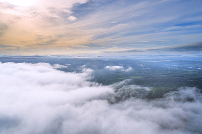 Aerial view of landscape with clouds