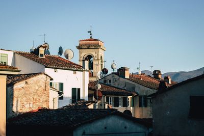 Town against clear sky