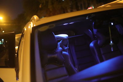 Close-up of illuminated car at night