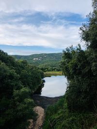 Scenic view of river against sky