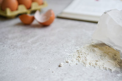 Flour spread on a marbled table