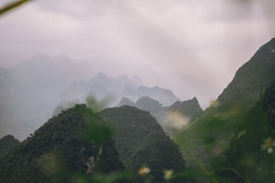 Scenic view of mountains against sky in vietnam