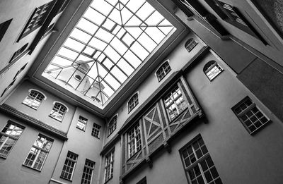 Low angle view of illuminated ceiling in building