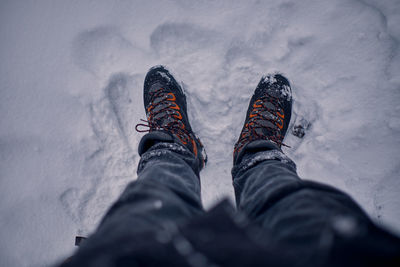 Low section of person in snow