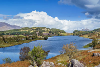 View of lough looscaunagh lake, county kerry, ireland