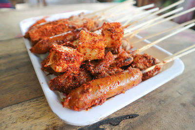 Close-up of food on table