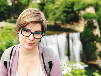 Portrait of smiling woman outdoors