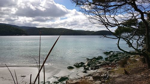 Scenic view of lake against sky