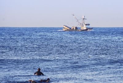 Boat sailing in sea