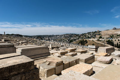 Tombstones at graveyard