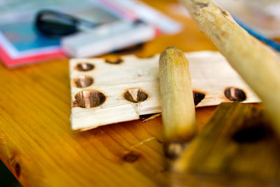 Close-up of wooden object