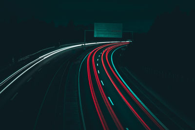 Light trails on highway at night