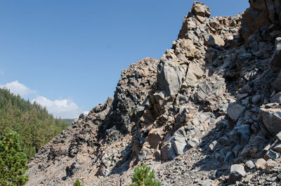 Scenic view of rocky mountains against clear sky