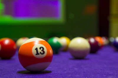 Close-up of balls on table