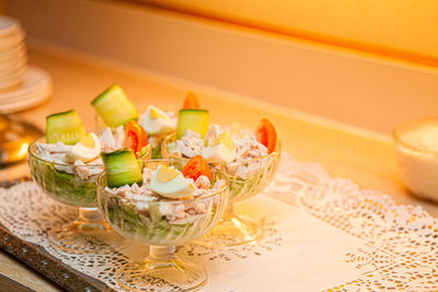 Close-up of food on table