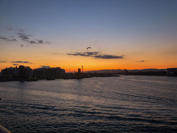 View of sea against sky during sunset