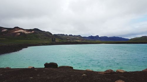 Scenic view of lake against sky