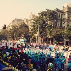 People on street in city