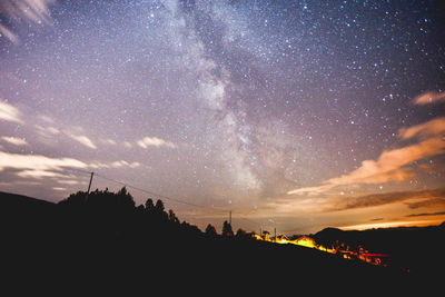 Scenic view of landscape against sky at night