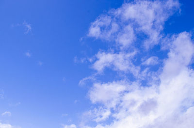 Low angle view of clouds in blue sky