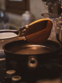 Close-up of coffee beans in kitchen