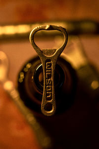 Close-up of text on metal grate
