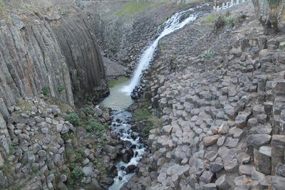 Close-up of waterfall amidst trees