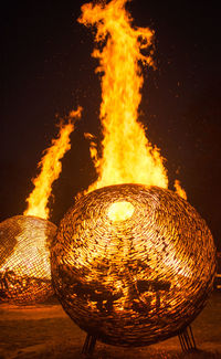 Close-up of illuminated fire