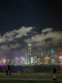 Illuminated city at night