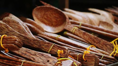 Close-up of bread in wicker basket