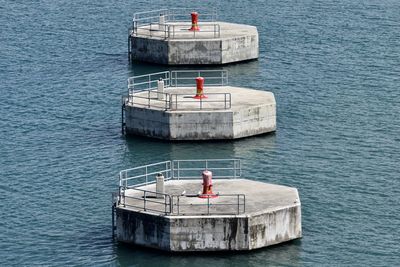 High angle view of lighthouse on sea